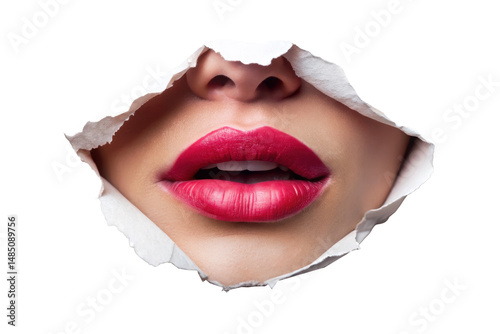 women lips from torn paper isolated PNG