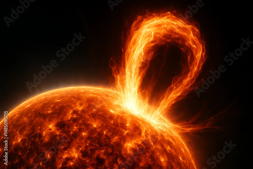A recreation of an enormous solar flare.