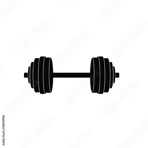 Adjustable Dumbbell Vector Silhouette on White Background