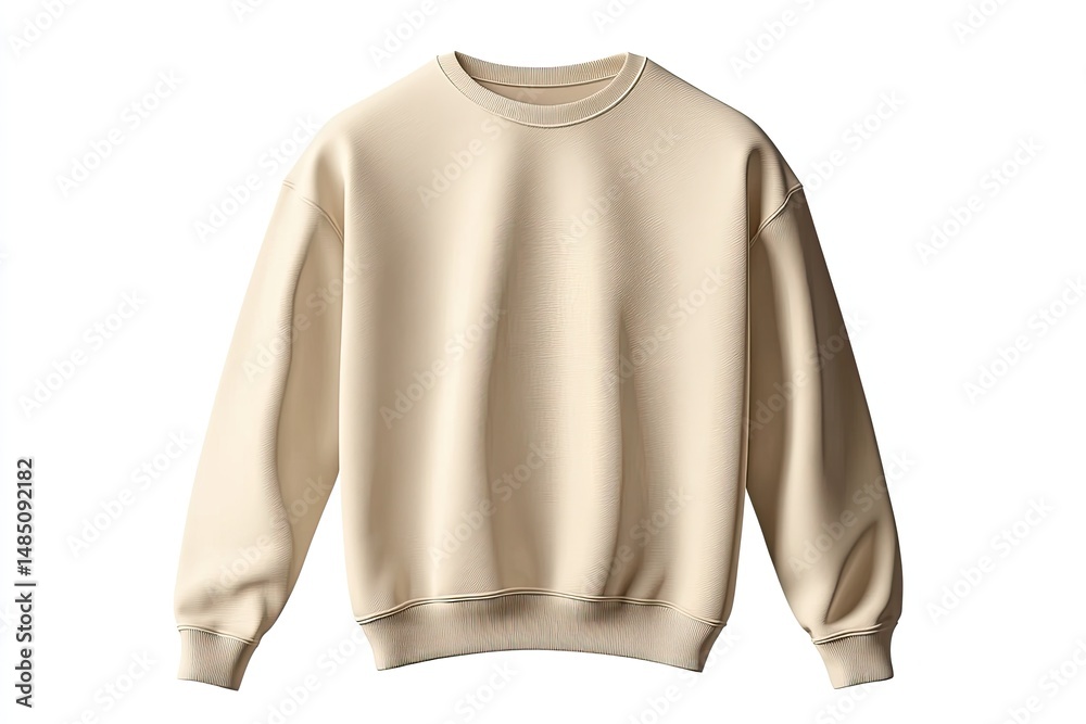 Fototapeta premium Beige sweatshirt, relaxed fit, crew neck
