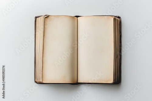 Open antique book, blank pages