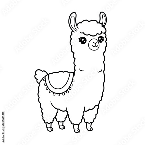 Alpaca Outline – Minimalist Line Art Illustration of a Cute Andean Animal for Farm, Nature, and Design Projects