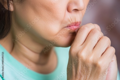 Woman Thinking Deeply Serious Thoughtful Face Close Up Mind Skin Hand Adult Doubt Person Female     