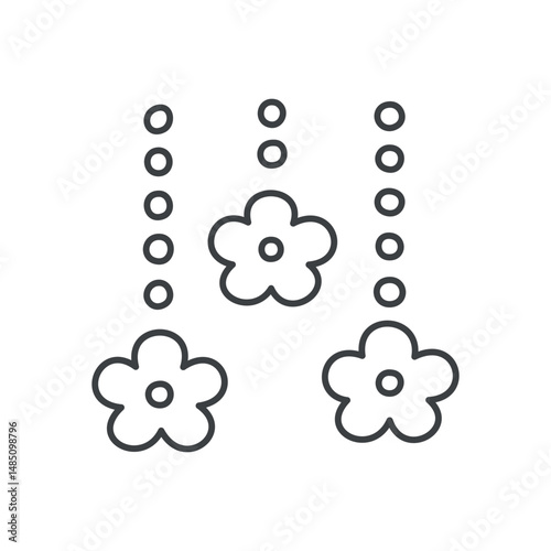 Cute floral illustration. Whimsical design with flowers. Hand drawn monochrome illustration isolated on a white background. Kawaii sticker. Vector 10 EPS.