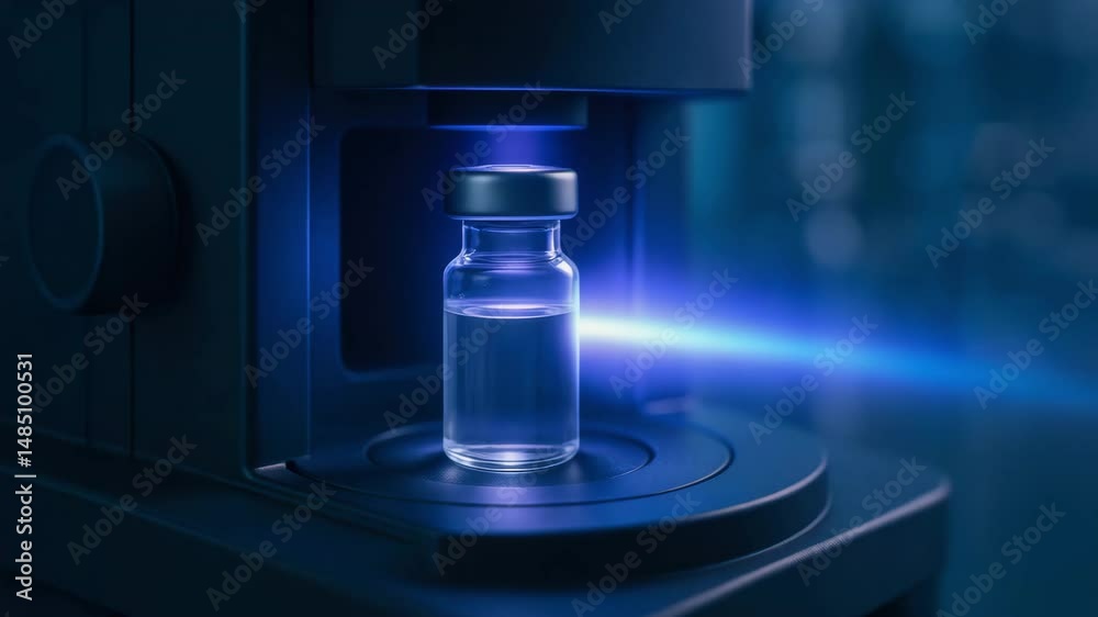 Vaccine production facility uses advanced technology to analyze liquid vaccine vials in laboratory ensuring precise quality control and safety Vaccine production facility uses advanced technology to analyze liquid vaccine vials in laboratory ensuring precise quality control and safety