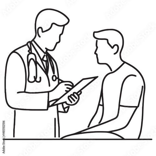 doctor and patient simple one line drawing vector illustration