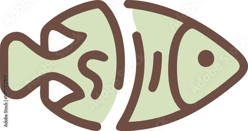 Cartoon illustration of a divided fish in two separate parts showcasing a playful concept