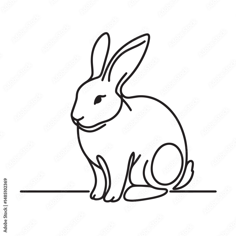 Fototapeta premium vector illustration of a rabbit simple one line drawing 