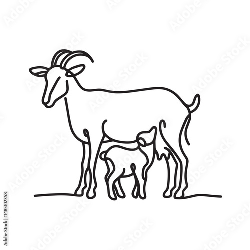 goat   simple one line drawing vector illustration