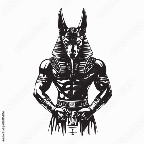 Egyptian God Anubis Image Vector isolated on white background.