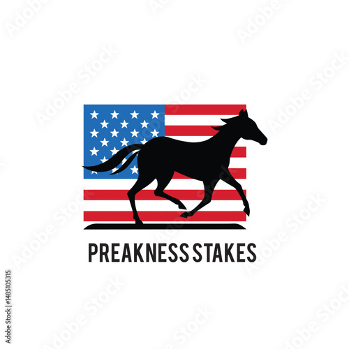 Preakness Stakes Horse Racing vector, icon. The Preakness Stakes is traditionally held on the third Saturday in May.