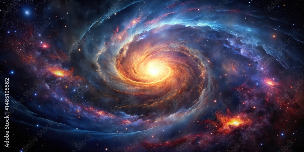 Obraz premium Dark nebula with vibrant stars and gas swirling in space , Stars, Vortex