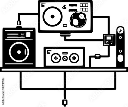 Retro audio equipment and wiring setup