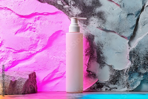 Cosmetic bottle with pump in studio