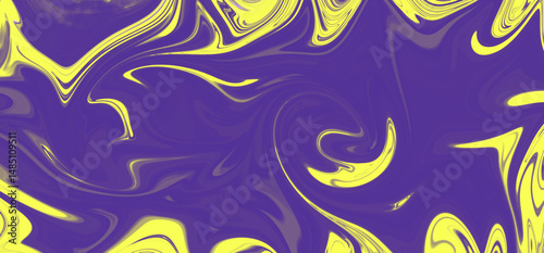 Swirls and lines with yellow and blue Abstract painting background.