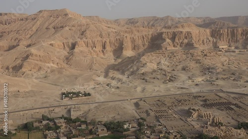 Hot Air Balloons Over Theban Mountains: Nature Meets History