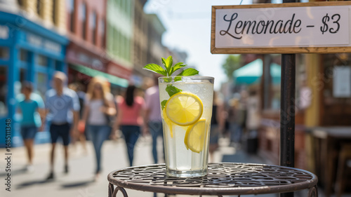 Obraz na płótnie Refreshing lemonade served on a city street w salonie