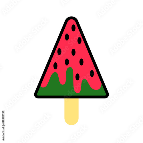 Watermelon ice cream on white background.