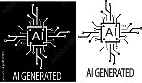 Artificial intelligence logo set. isolated on white background
