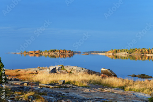 Sunrise on the White Sea in Karelia, Russia