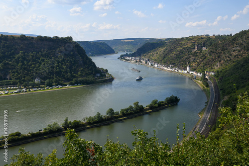 Bild auf Leinwand View at river Rhine from Loreley viewpoint in Germany
