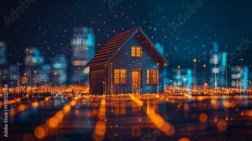 Analyzes real estate market growth trends. Graph show rising house price, interest rate, property mortgage, loan home, and investment opportunities. Real Estate Investment and Market Growth Concept