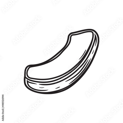 Depicted here is a monochrome vintage bean shape with bold outlines against a white background