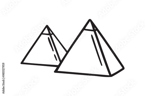 Egyptian pyramid giza egypt icon doodle hand drawn. Outline line drawing clipart symbol