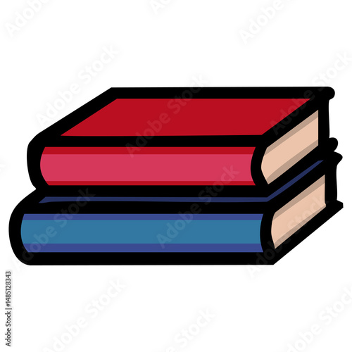 A vibrant vector illustration of two stacked books, showcasing a bold, cartoonish style with distinct red and blue hues, ideal for educational designs.