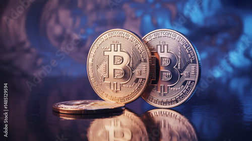 Obraz na płótnie Side-by-Side Comparison of Bitcoin Coins Showcasing Their Intricate Designs and Value w salonie