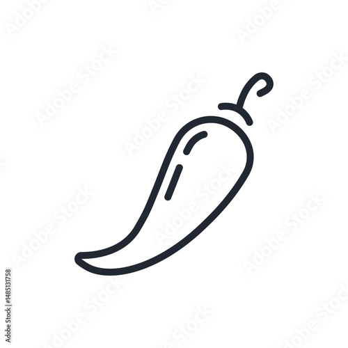 Hot chili jalapeno pepper editable stroke outline icon isolated on white background flat vector illustration. Pixel perfect. 64 x 64.