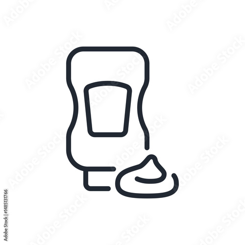 Ketchup sauce bottle editable stroke outline icon isolated on white background flat vector illustration. Pixel perfect. 64 x 64.