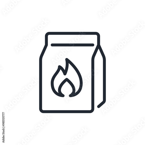 Charcoal briquettes sack editable stroke outline icon isolated on white background flat vector illustration. Pixel perfect. 64 x 64.
