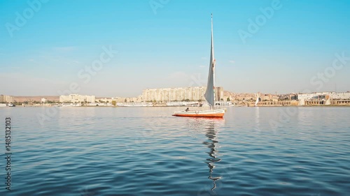 Cruise ship on the river Nile between Luxor and Aswan, upper Egypt.