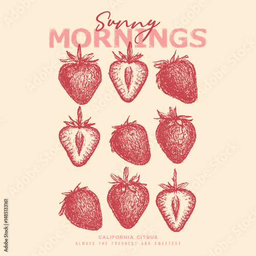 Retro Strawberry T-Shirt, Trendy Strawberry Tee Shirt, Fruit vintage t-shirt design. vector strawberry fruit print design. summer fresh fruit. vintage retro graphics. Girls graphics design
