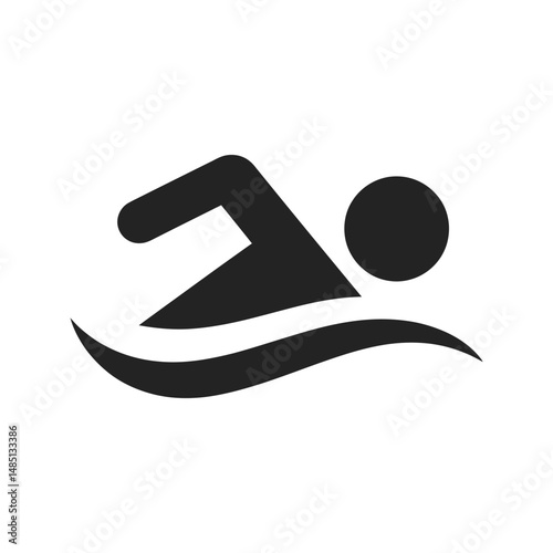 Silhouette of a swimmer in freestyle stroke on a white background