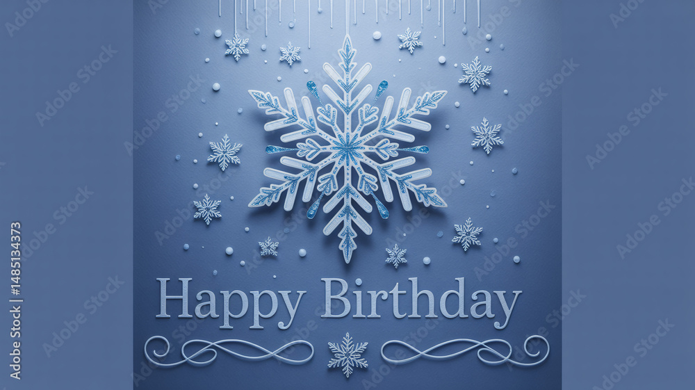 Snowy winter snowflake decoration on a textured background