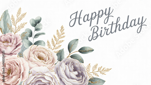 Obraz na płótnie Soft Pastel Watercolor Flower Design with Delicate Petals and Leaves in a Soothing Palette w salonie
