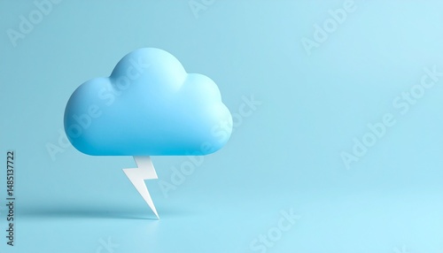 A minimalist, textured pale blue background with a subtle cute blue cloud with thunder that adds depth and a slightly tactile feel to the overall appearance.	
