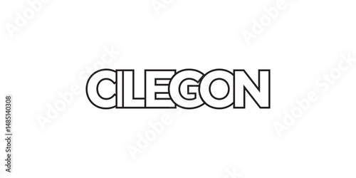 Cilegon in the Indonesia emblem. The design features a geometric style, vector illustration with bold typography in a modern font. The graphic slogan lettering. photo