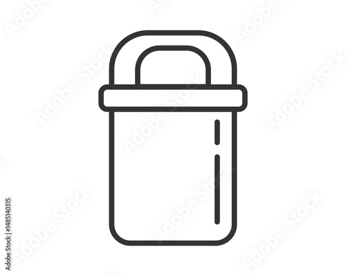 Minimalist line art of a sleek, modern container with a handle. Represents storage, organization, or containment. Versatile for web design, icons, or infographics.