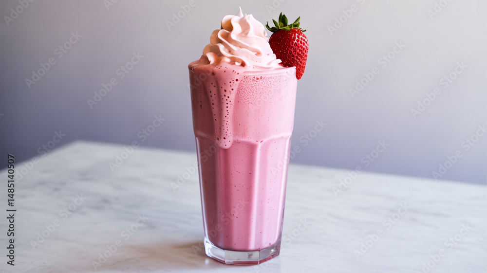 Strawberry Milkshake Collection Delicious Pink Drink Isolated on Transparent Background