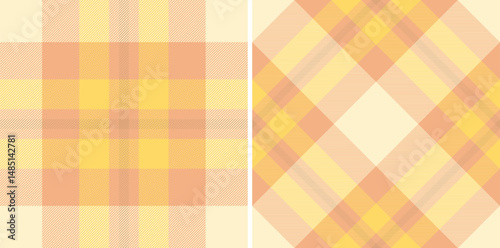 Two pastel yellow and peach plaid patterns, perfect for textile design, website backgrounds, or scrapbooking.