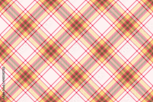Vibrant diagonal plaid pattern in soft yellow, pink, and brown hues.  Perfect for textiles, fashion, websites, or packaging design.
