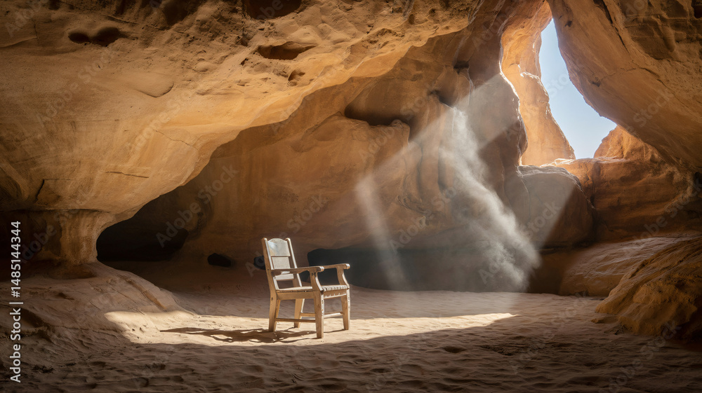 Sunlight streaming into a sandstone cave creating an ethereal and natural ambiance