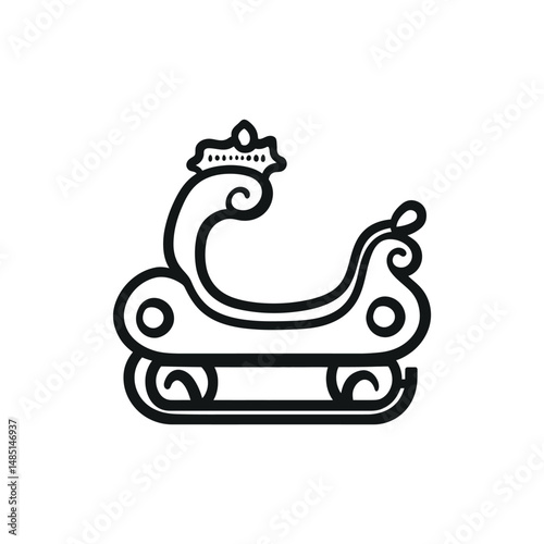Elegant Christmas sleigh outlined icon shows the magic and wonder of the season on transparent background
