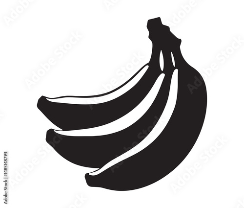 Minimalist black and white banana art. Simple banana vector silhouette. 