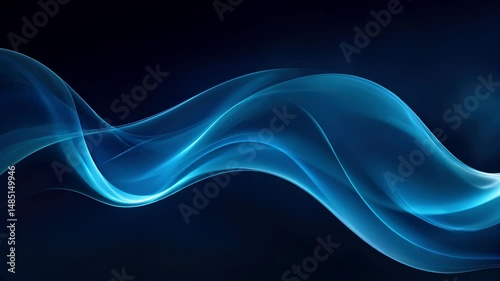 abstract blue wave flow animation on dark background for video overlay