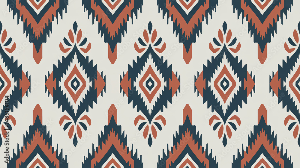Traditional ethnic ikat pattern fabric design abstract vector texture decoration wallpaper