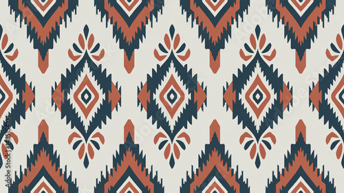 Obraz na płótnie Traditional ethnic ikat pattern fabric design abstract vector texture decoration wallpaper w salonie